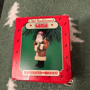 Old-Fashioned Santa Handcrafted Ornament - Red